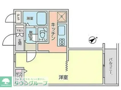 ウインベルデュエット鴨居(1K/4階)の間取り写真