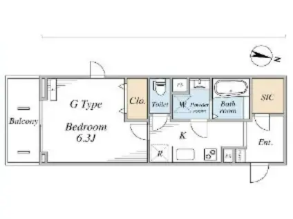 リブリ・西横浜II(1K/1階)の間取り写真