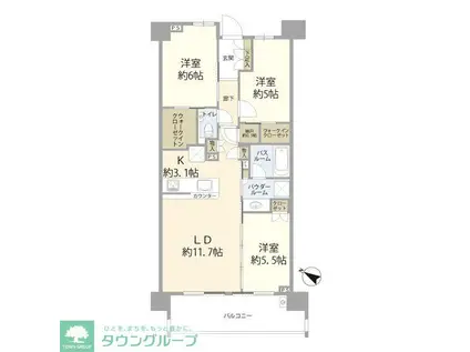 シティハウス中野テラス(3LDK/3階)の間取り写真