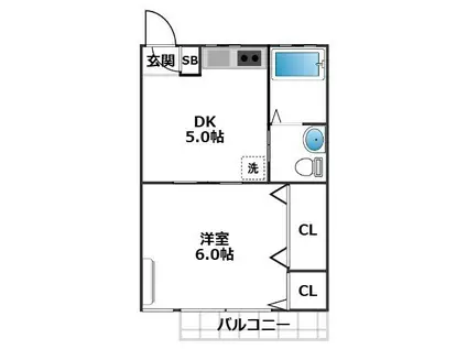 ネスト北沢(1DK/1階)の間取り写真