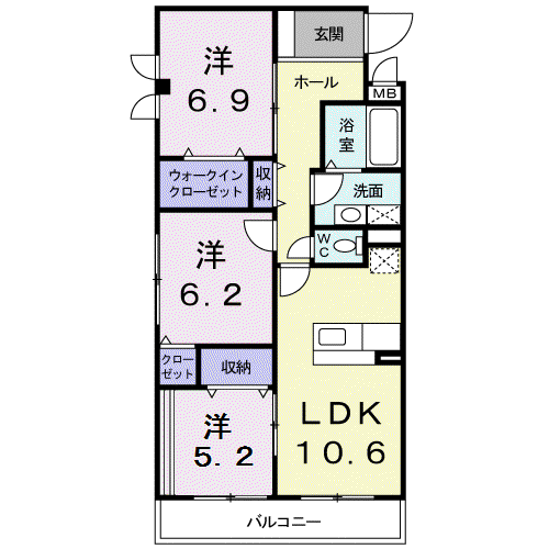 メイユール・A(3LDK/2階)の間取り写真