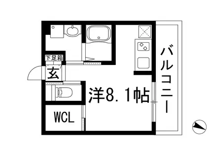 ピースマイルカーサバラ公園(ワンルーム/2階)の間取り写真