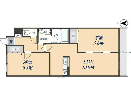 アーキビルド4(2LDK/2階)の間取り写真