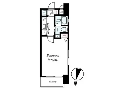 ローズモントフレア天神南(1K/7階)の間取り写真