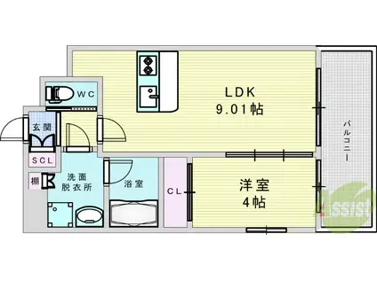 プレジオ緑地公園(1LDK/2階)の間取り写真