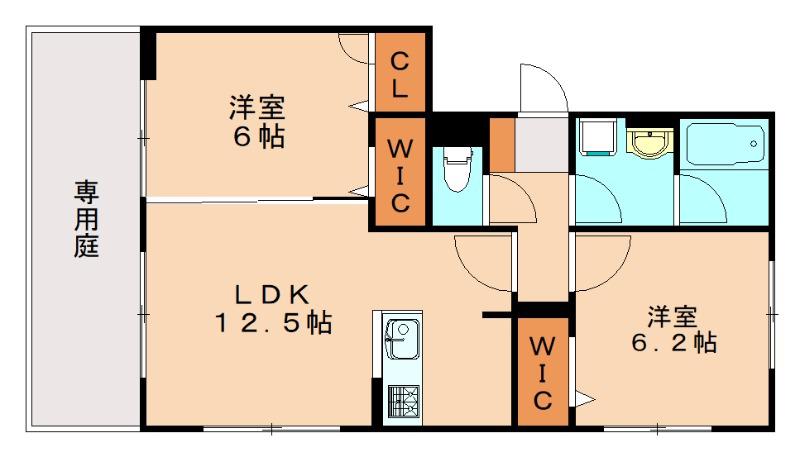 D-ROOM原町駅南(2LDK/1階)の間取り写真