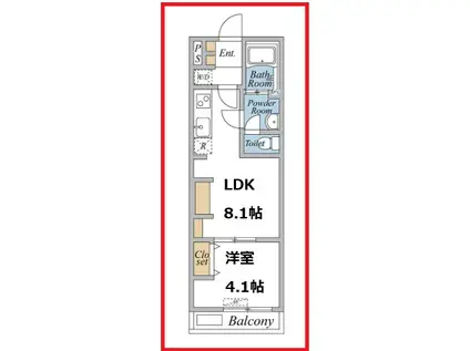 リブリ・足立区加平(1LDK/2階)の間取り写真