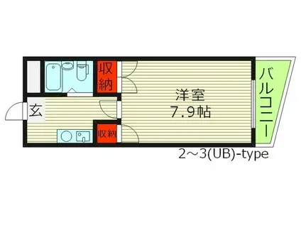 メゾン・ブロンネージュ(1K/2階)の間取り写真