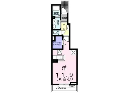 アルモニーII(ワンルーム/1階)の間取り写真