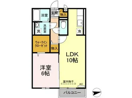 ウィスタリア・ガーデン(1LDK/2階)の間取り写真