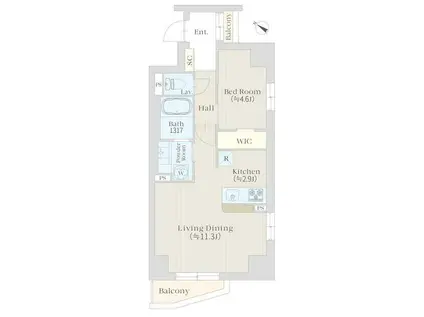 サクラス五反田(1LDK/4階)の間取り写真