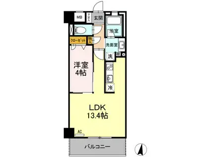 プルミエマンション(1LDK/4階)の間取り写真
