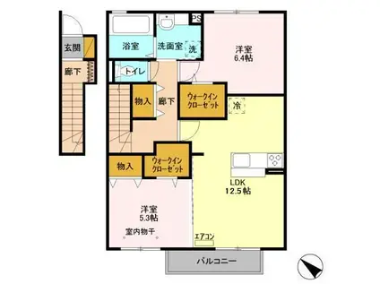 タウンコート(2LDK/2階)の間取り写真