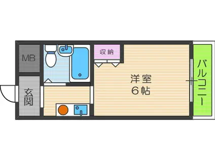 昭和グランドハイツ大淀(1K/1階)の間取り写真