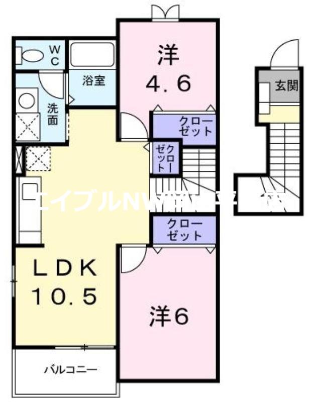 エトワールA(2LDK/2階)の間取り写真