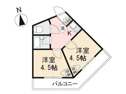 CALVERT西宝町(2K/4階)の間取り写真