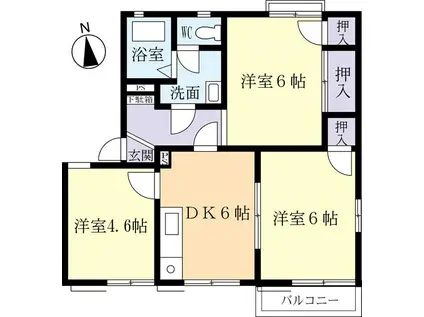 グランドゥール石下E(3DK/2階)の間取り写真