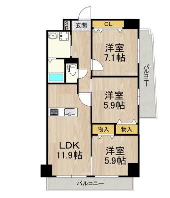 インプルーブ金山(3LDK/6階)の間取り写真