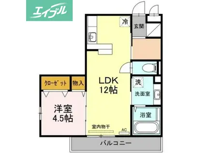 ラ・シャンブル(1LDK/2階)の間取り写真