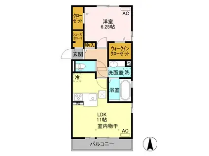 KASANCHI中泉(1LDK/2階)の間取り写真