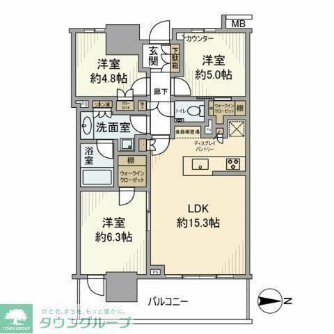 幕張ベイパーク ミッドスクエアタワー(3LDK/7階)の間取り写真