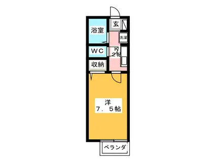 ソシアパートII(1K/2階)の間取り写真