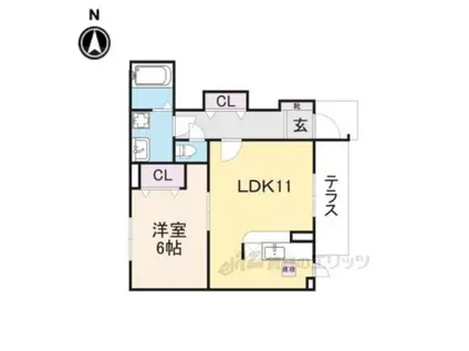 プラシード パラッツォ(1LDK/1階)の間取り写真