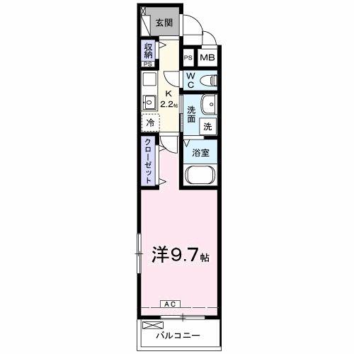 フィオーレ林町(1K/1階)の間取り写真