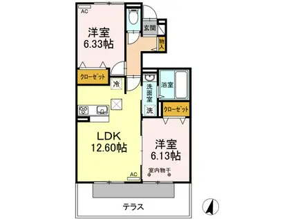 セジュールK III(2LDK/1階)の間取り写真