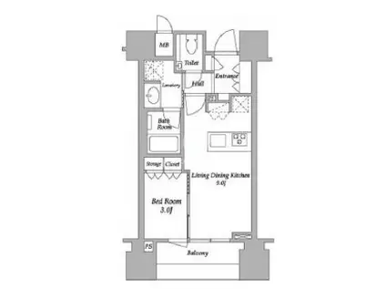 ザ・ミッドハウス新宿御苑(1LDK/11階)の間取り写真