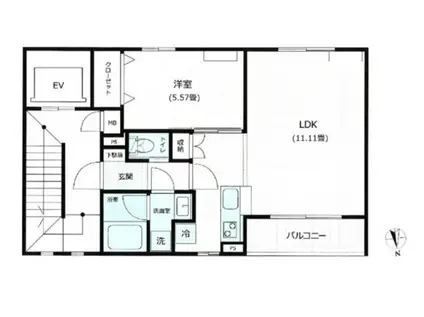 ムジカフローラ(1LDK/3階)の間取り写真