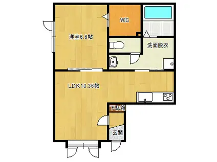 ESPOIR・I(1LDK/2階)の間取り写真