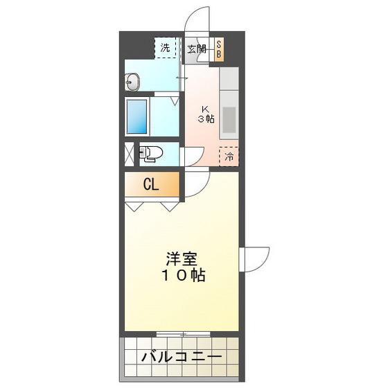 グレイティア四日市(1K/3階)の間取り写真