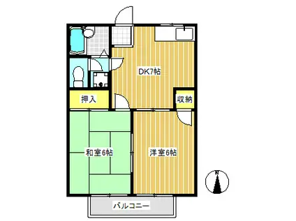 ファミール山口(2DK/2階)の間取り写真