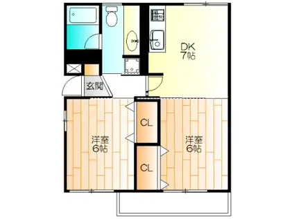 C202(2DK/2階)の間取り写真