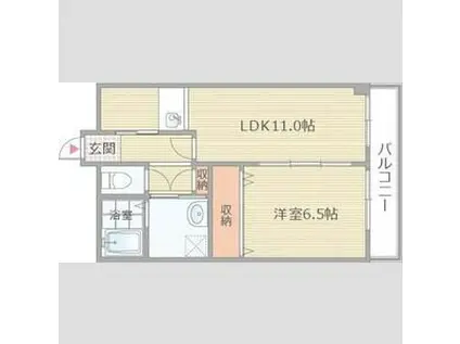 プレアール長居公園II(1LDK/3階)の間取り写真