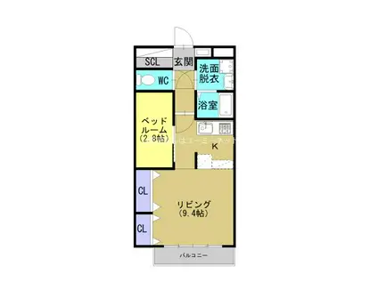 浅面ビル(1SK/3階)の間取り写真