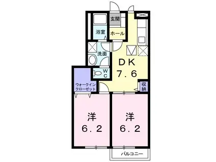 プランドールI(2DK/1階)の間取り写真