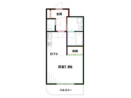 ヴェルデ武蔵野(ワンルーム/2階)の間取り写真