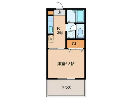 フェニックスO・T(1K/1階)の間取り写真