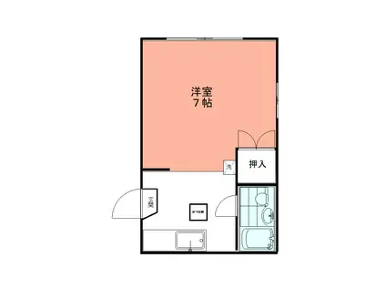 T・フラット(1K/1階)の間取り写真