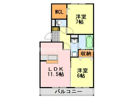 サニーリヴA棟(2LDK/3階)の間取り写真