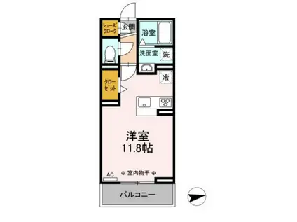 ラフィーネ(ワンルーム/2階)の間取り写真