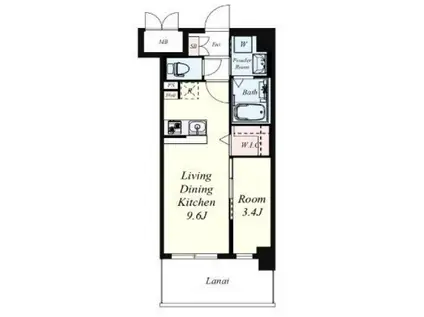 グランミレ薬院(1LDK/8階)の間取り写真