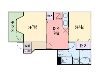 プレイスメゾンI(2DK/1階)の間取り写真