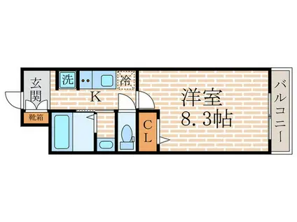 エーデルワイス宇治(1K/2階)の間取り写真