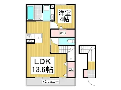 PRIMROSE A棟(1LDK/2階)の間取り写真