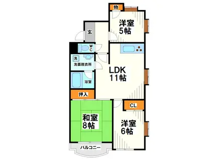 マリオンつつじヶ丘(3LDK/2階)の間取り写真