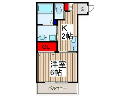 MELLAS小手指II(1K/1階)の間取り写真