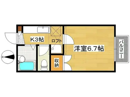 コーポ星(1K/1階)の間取り写真